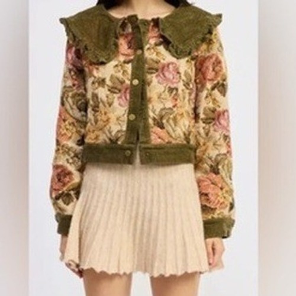 Jacquie The Label Floral Tapestry Jacket Nathalia Mixed Media Shabby Chic M
